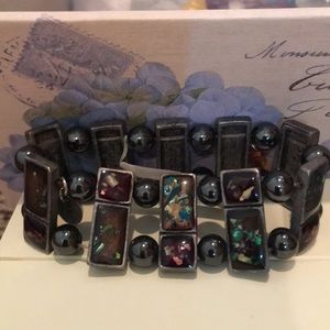 New WAH Charcoal Stone Elastic Bracelet.